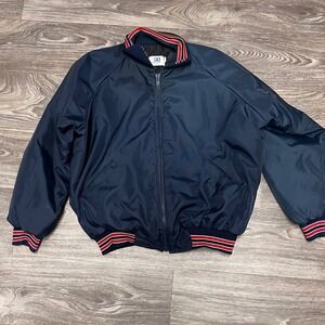 Ross Sportswear Navy Bomber Jacket with Red Accents
